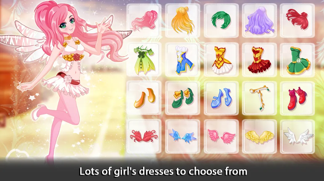 Скачать взломанную Dress Up Angel Anime Girl Game  [МОД Много монет] — полная версия apk на Андроид screen 1