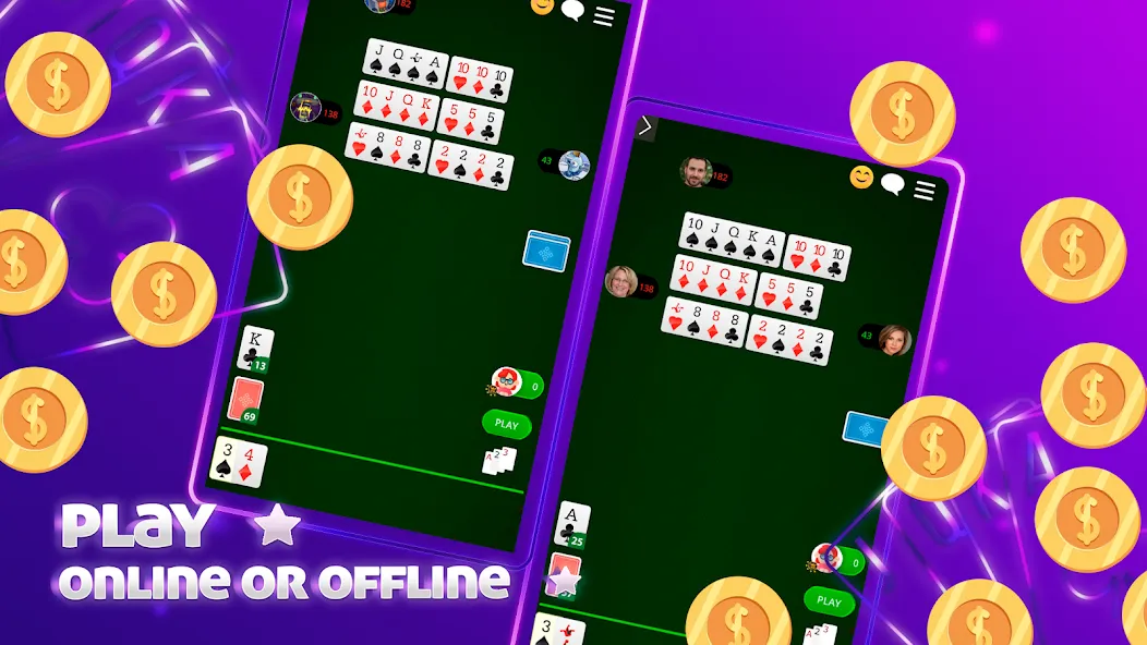 Взломанная Scala 40 Online — Card Game (Скала 40 Онлайн)  [МОД Меню] — стабильная версия apk на Андроид screen 5