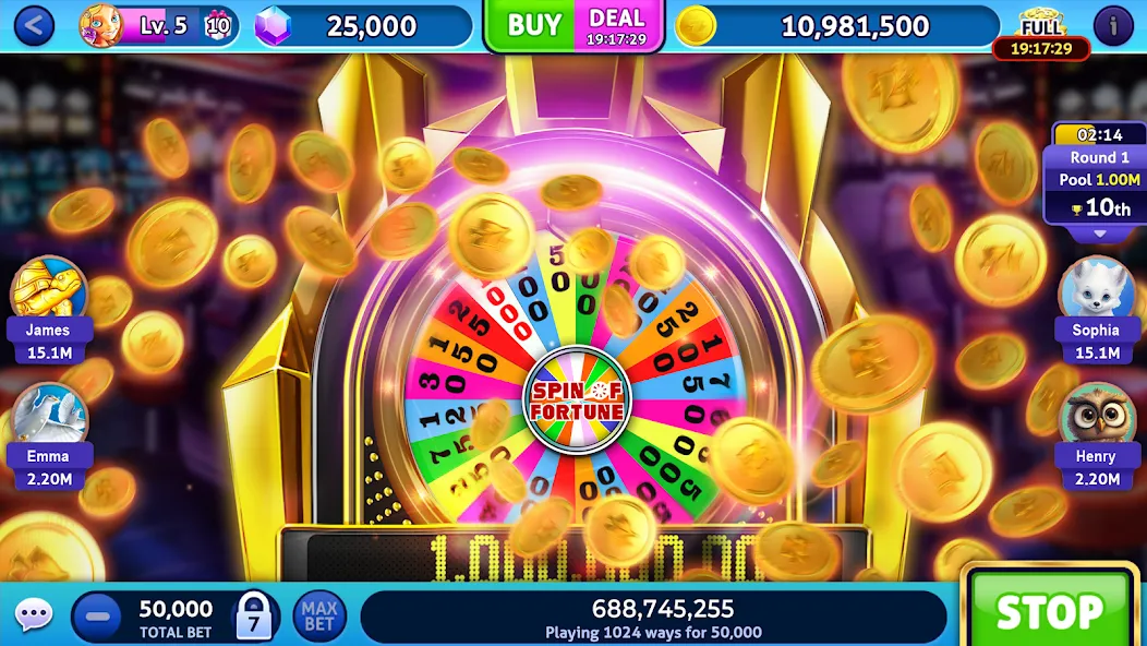 Взломанная Jackpot Madness Slots Casino (Джекпотджой Слоты)  [МОД Много монет] — стабильная версия apk на Андроид screen 4