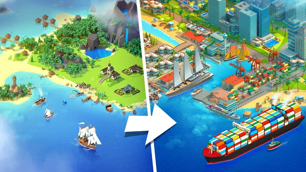 Взлом Sea Port: Cargo Boat Tycoon (Си Порт)  [МОД Unlimited Money] — последняя версия apk на Андроид screen 1