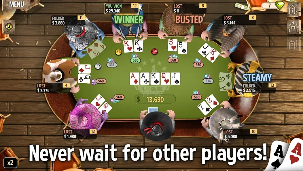 Скачать взлом Governor of Poker 2 — Offline  [МОД Mega Pack] — последняя версия apk на Андроид screen 2