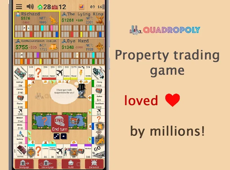 Взломанная Quadropoly — Classic Business  [МОД Все открыто] — полная версия apk на Андроид screen 1