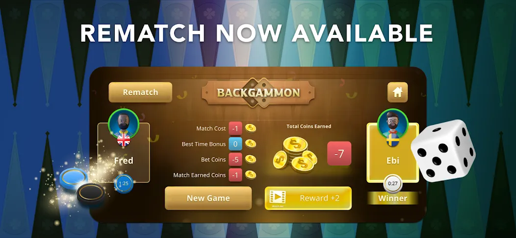 Скачать взломанную Backgammon Classic + Online  [МОД Бесконечные монеты] — стабильная версия apk на Андроид screen 1