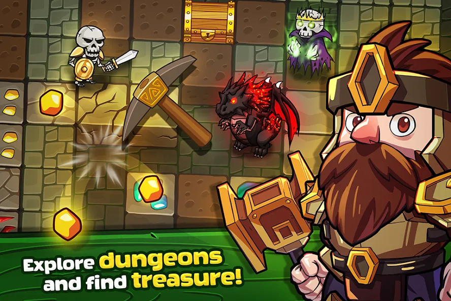 Взломанная Mine Quest: Battle Dungeon RPG (Майн Квест)  [МОД Бесконечные деньги] — последняя версия apk на Андроид screen 1