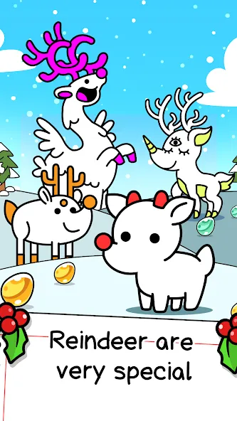 Взломанная Reindeer Evolution: Idle Game (Рейндир Эволюция)  [МОД Все открыто] — полная версия apk на Андроид screen 1