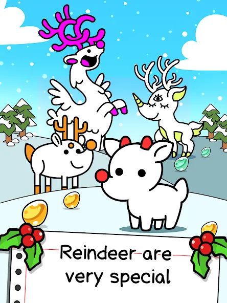 Взломанная Reindeer Evolution: Idle Game (Рейндир Эволюция)  [МОД Все открыто] — полная версия apk на Андроид screen 5