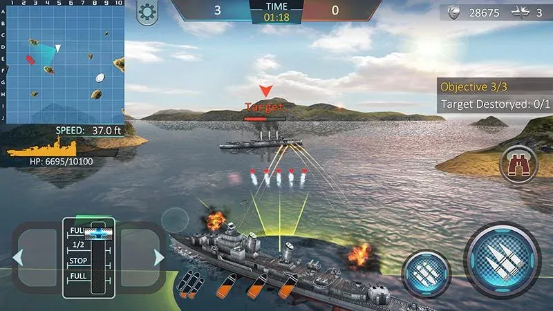 Скачать взломанную Warship Attack 3D  [МОД Unlocked] — последняя версия apk на Андроид screen 2