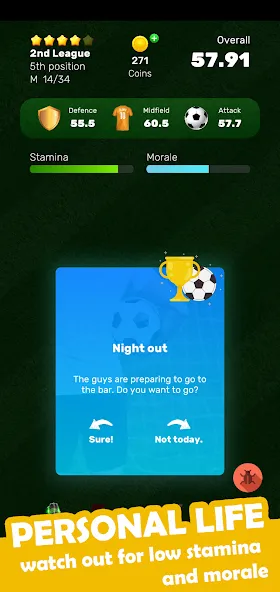 Скачать взлом Football Career Soccer Legend  [МОД Бесконечные деньги] — стабильная версия apk на Андроид screen 3