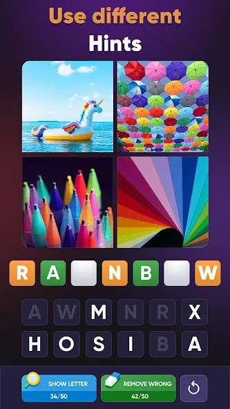 Скачать взломанную 4 Pics 1 Word: Guessing Games  [МОД Menu] — стабильная версия apk на Андроид screen 2