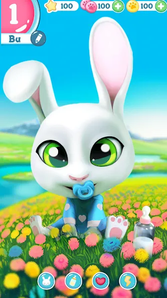 Скачать взломанную Bu Bunny — Cute pet care game  [МОД Mega Pack] — полная версия apk на Андроид screen 1