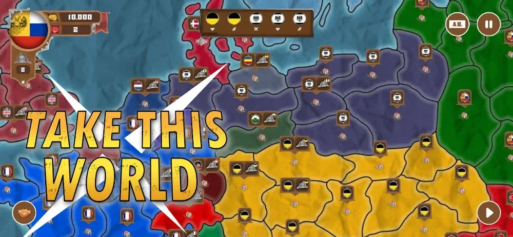 Взлом World conquest: Europe 1812 (Всемирное завоевание)  [МОД Меню] — стабильная версия apk на Андроид screen 1