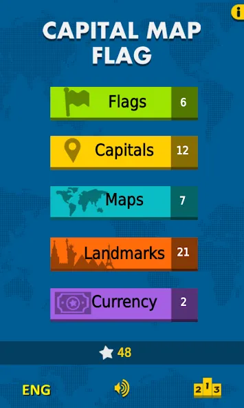 Взлом Capital Map Flag — geo quiz  [МОД Бесконечные монеты] — стабильная версия apk на Андроид screen 1