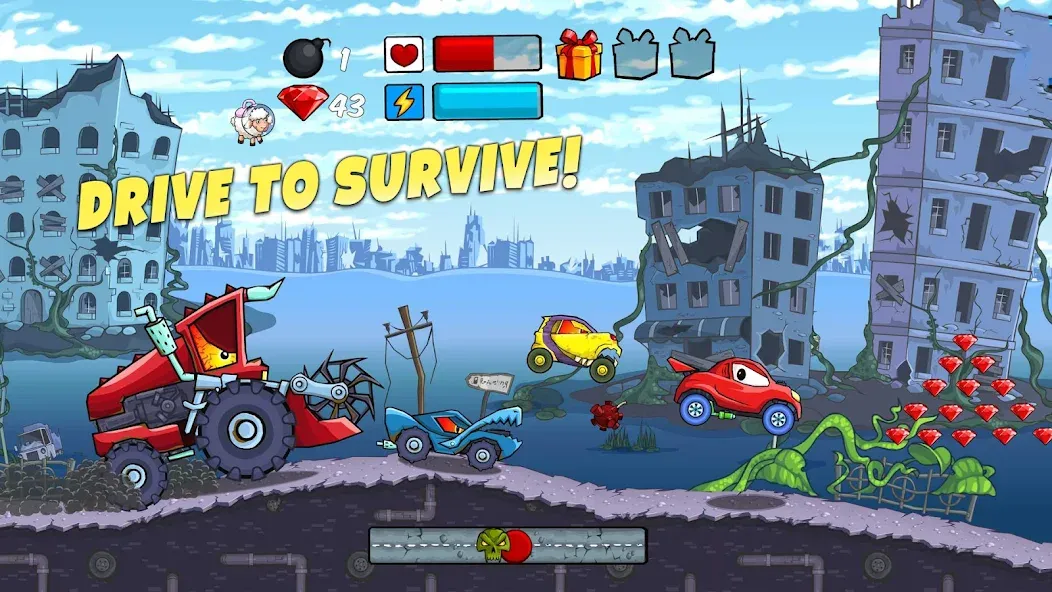 Взломанная Car Eats Car — Apocalypse Race (Кар Итс Кар)  [МОД Бесконечные деньги] — полная версия apk на Андроид screen 1