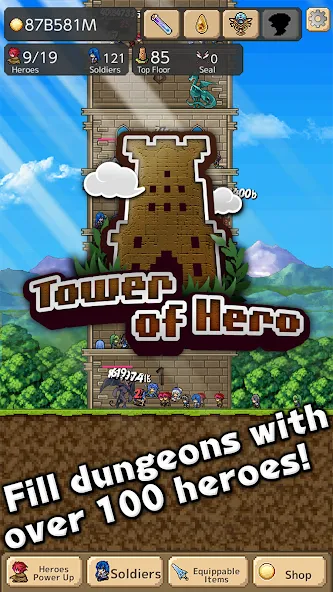 Скачать взломанную Tower of Hero (Тауэр оф Хиро)  [МОД Меню] — последняя версия apk на Андроид screen 1