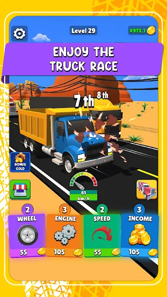 Скачать взлом Idle Truck Racing : Cybertruck (Айдл Трак Рейсинг)  [МОД Меню] — полная версия apk на Андроид screen 1