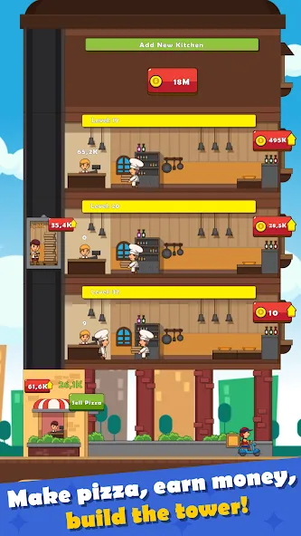 Взломанная Pizza Tower: Idle Tycoon (Пицца Тауэр)  [МОД Unlocked] — стабильная версия apk на Андроид screen 2