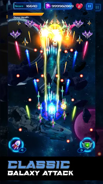 Взломанная Galaxy Attack: Space Shooter (Гэлэкси Аттак)  [МОД Много монет] — стабильная версия apk на Андроид screen 1