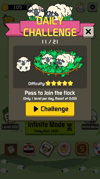 Скачать взломанную Sheep N Sheep: Daily Challenge (Шип эн Шип)  [МОД Mega Pack] — последняя версия apk на Андроид screen 2