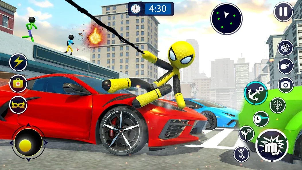 Взломанная Spider Stickman Rope Hero Game  [МОД Бесконечные деньги] — полная версия apk на Андроид screen 1