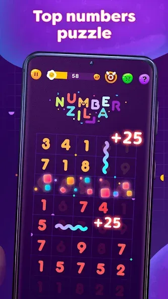 Взломанная Numberzilla: Number Match Game (Намберзилла)  [МОД Menu] — полная версия apk на Андроид screen 2