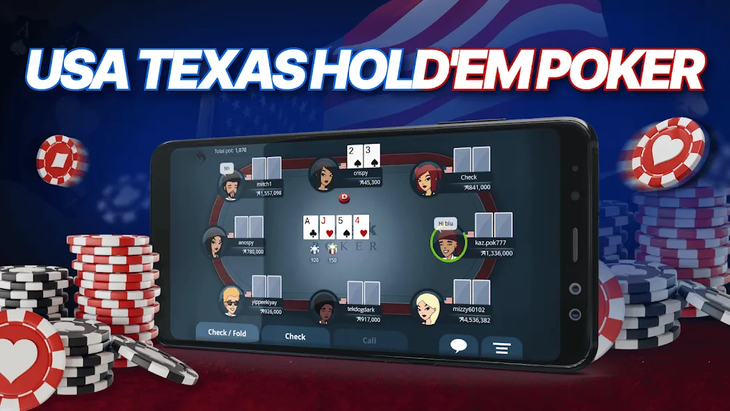 Взлом Appeak Poker – Texas Holdem (Аппик покер)  [МОД Меню] — полная версия apk на Андроид screen 1