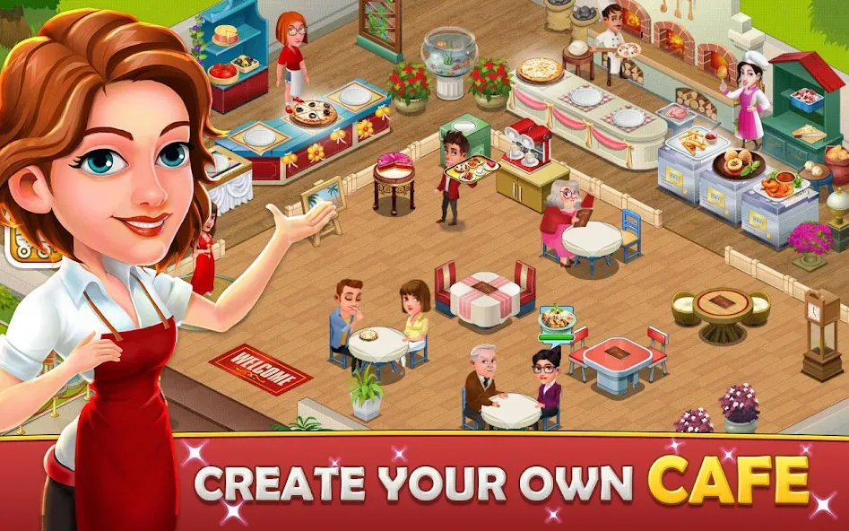 Скачать взлом Cafe Tycoon – Cooking & Fun  [МОД Mega Pack] — последняя версия apk на Андроид screen 1