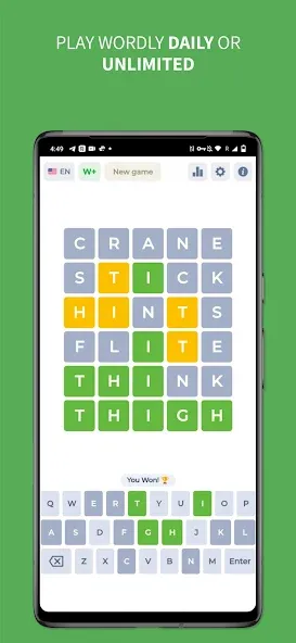 Скачать взлом Wordly — Daily Word Game  [МОД Mega Pack] — стабильная версия apk на Андроид screen 1