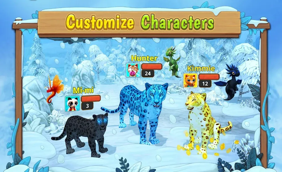 Скачать взломанную Snow Leopard Family Sim Online  [МОД Много монет] — полная версия apk на Андроид screen 2