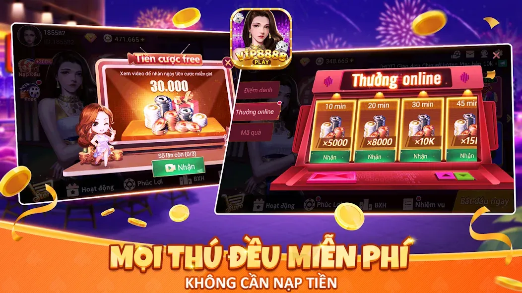 Скачать взлом VIP8888 Play — Sòng Bạc ONLINE (ВИП8888 Плей)  [МОД Бесконечные монеты] — последняя версия apk на Андроид screen 2