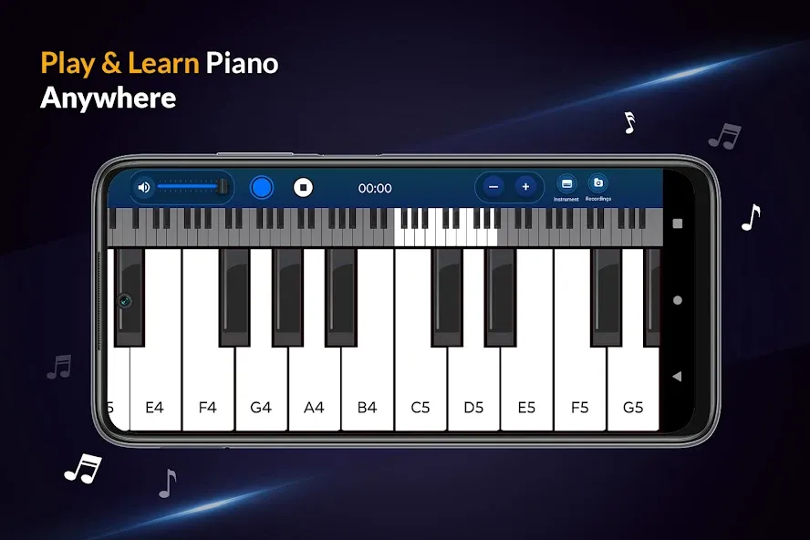 Взломанная Real Piano Keyboard  [МОД Mega Pack] — полная версия apk на Андроид screen 1