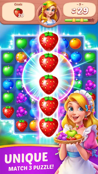 Скачать взломанную Fruit Diary — Match 3 Games  [МОД Бесконечные монеты] — стабильная версия apk на Андроид screen 1