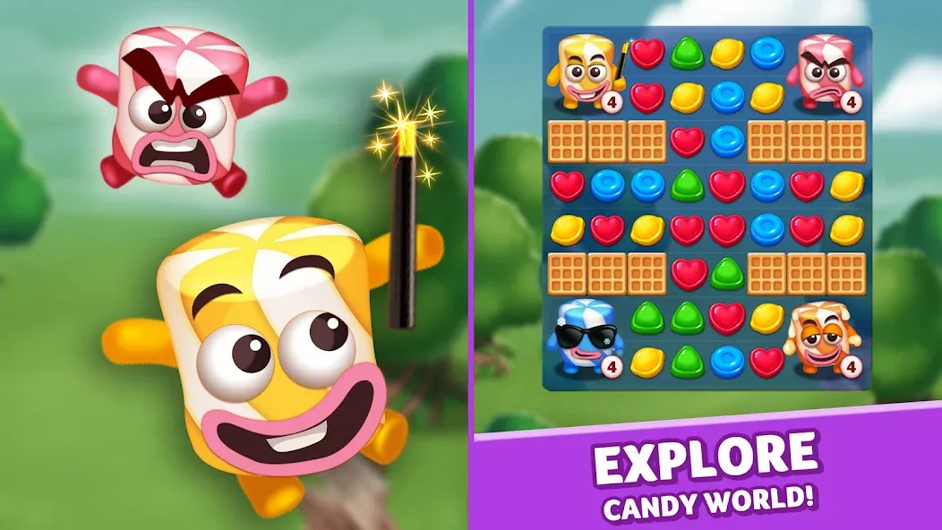 Взломанная Lollipop & Marshmallow Match3  [МОД Бесконечные деньги] — стабильная версия apk на Андроид screen 1