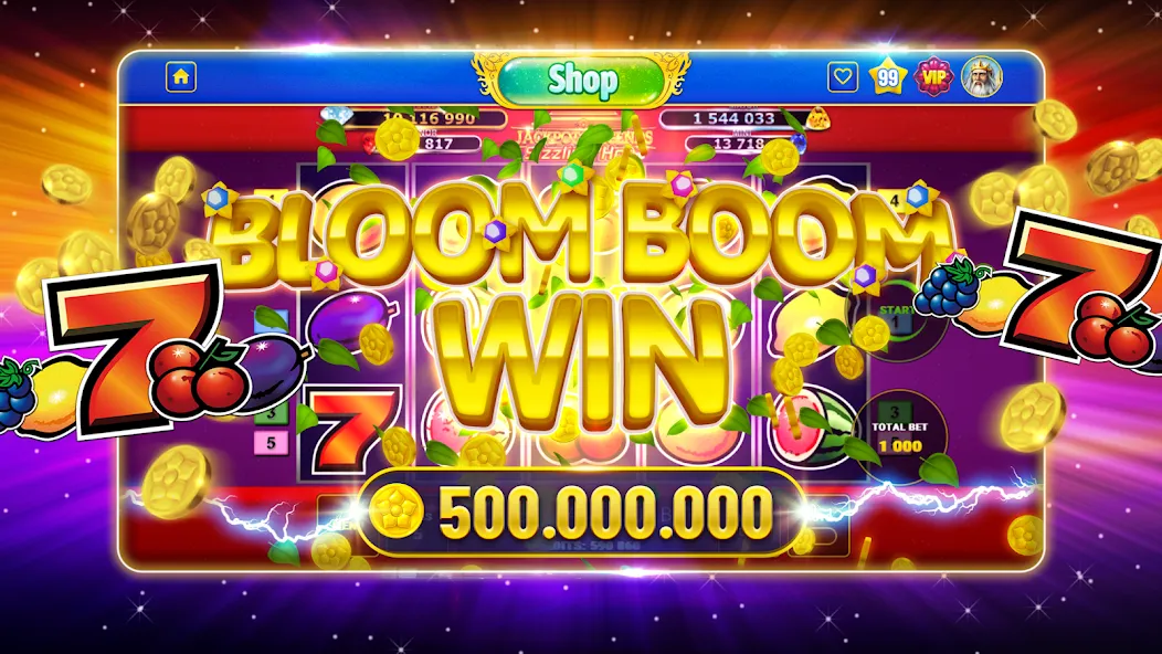 Скачать взлом Bloom Boom Casino Slots Online (Блум Бум Казино Слоты Онлайн)  [МОД Много денег] — стабильная версия apk на Андроид screen 1