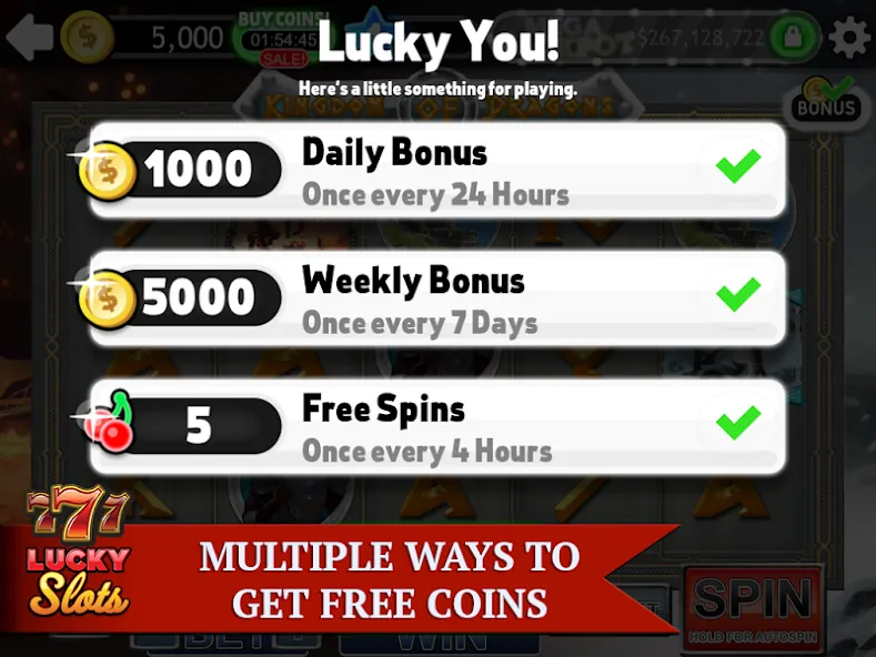 Скачать взлом Lucky Slots (Лаки Слотс)  [МОД Бесконечные монеты] — полная версия apk на Андроид screen 5