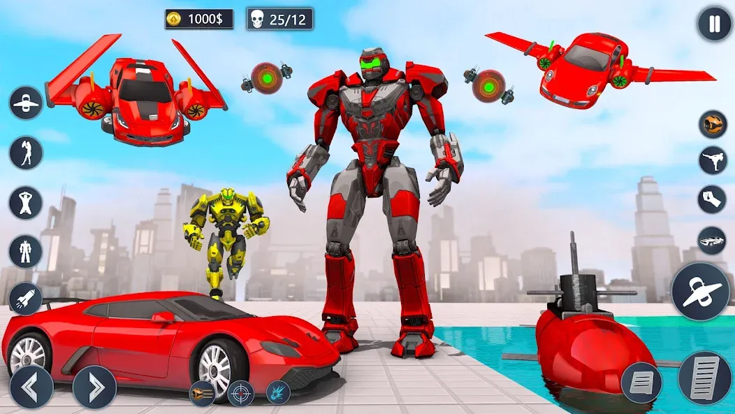 Взлом Flying Car Robot Game Car Game  [МОД Unlocked] — последняя версия apk на Андроид screen 4