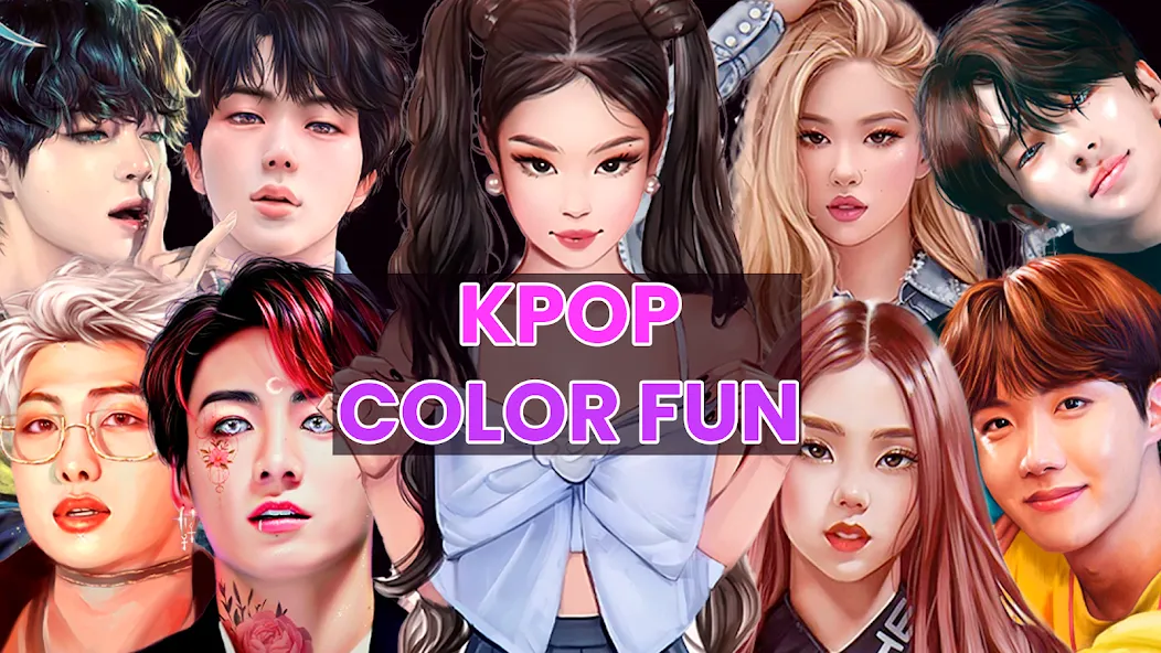 Взломанная Kpop Paint by Numbers BT21  [МОД Много денег] — полная версия apk на Андроид screen 1