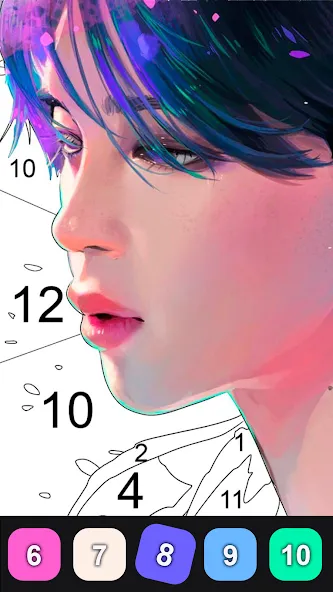 Взломанная Kpop Paint by Numbers BT21  [МОД Много денег] — полная версия apk на Андроид screen 4