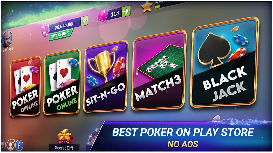 Взлом Poker Texas Holdem (Покер Техасский Холдем)  [МОД Unlimited Money] — последняя версия apk на Андроид screen 2