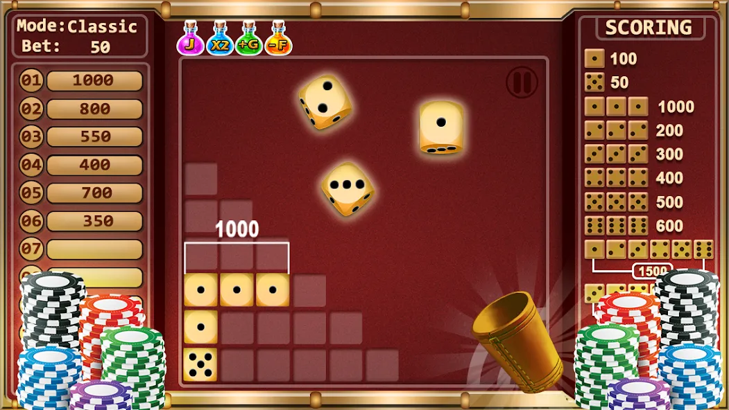 Скачать взломанную Farkle — Dice Game (Фаркл)  [МОД Unlocked] — полная версия apk на Андроид screen 1