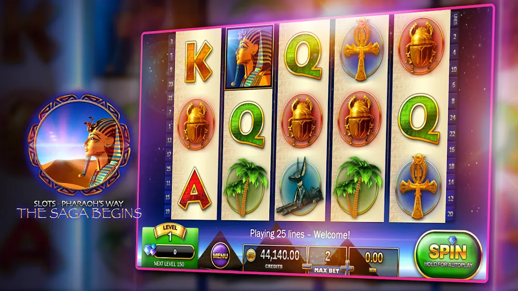 Скачать взломанную Slots — Pharaoh's Way Casino (Слоты)  [МОД Бесконечные деньги] — стабильная версия apk на Андроид screen 3