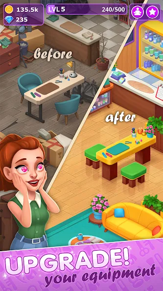 Взлом Beauty Tycoon: Hair Salon Game (Бьюти Тайкун)  [МОД Много монет] — полная версия apk на Андроид screen 5