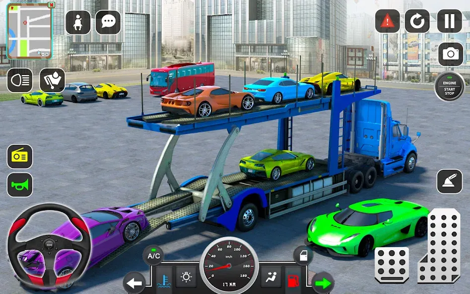 Скачать взломанную Trailer Truck Car Transport 3D  [МОД Бесконечные монеты] — последняя версия apk на Андроид screen 1