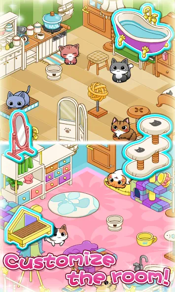 Скачать взломанную Cat Room — Cute Cat Games (Кэт Рум)  [МОД Много монет] — стабильная версия apk на Андроид screen 4