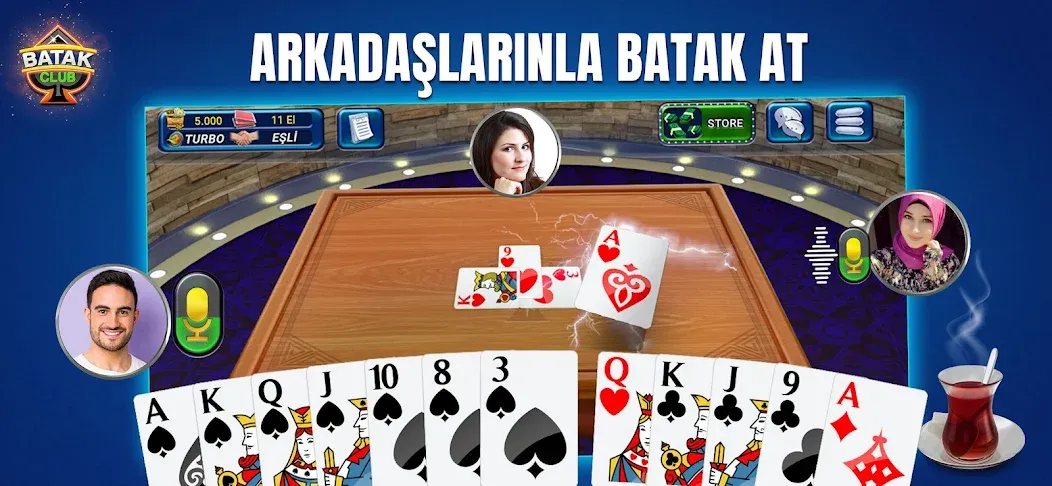 Взломанная Batak Club — Play Spades (Батак Клуб)  [МОД Много денег] — полная версия apk на Андроид screen 1