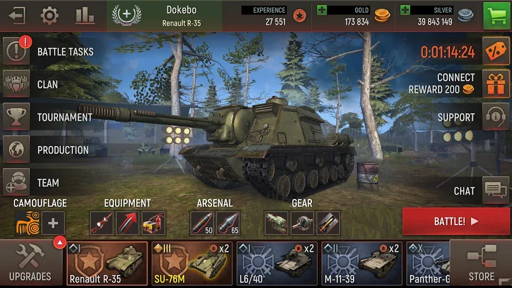 Скачать взломанную Battle Tanks: Tank Games WW2 (Бэтл Тэнкс)  [МОД Unlimited Money] — полная версия apk на Андроид screen 4