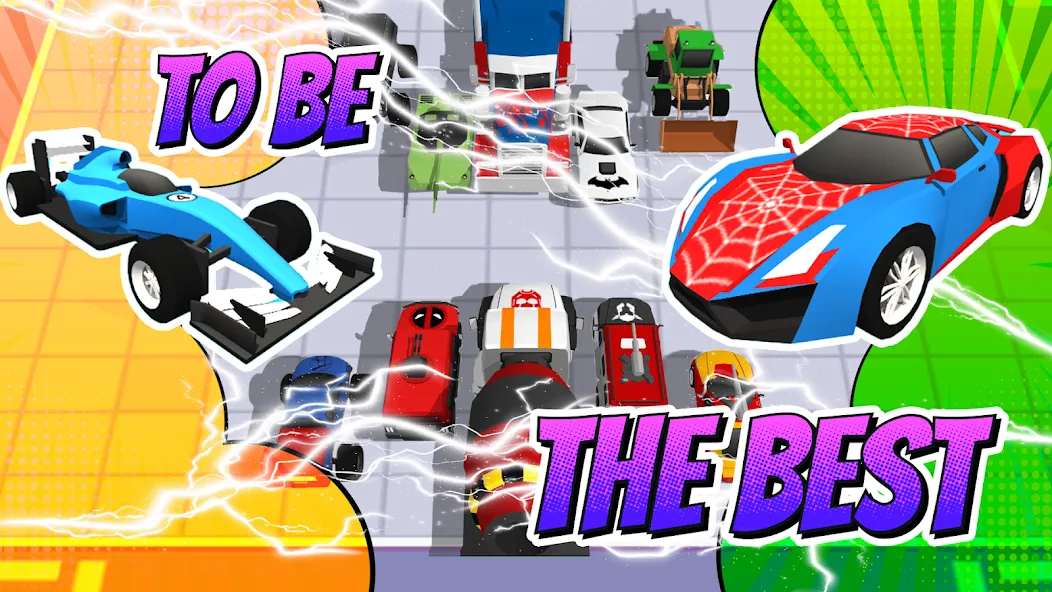 Скачать взломанную Superhero Car Merge Battle  [МОД Бесконечные деньги] — стабильная версия apk на Андроид screen 1