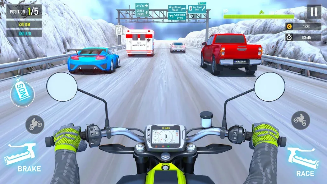 Скачать взломанную Moto Traffic Bike Race Game 3d (Мото Трафик Байк Рейс Гейм 3д)  [МОД Все открыто] — полная версия apk на Андроид screen 3