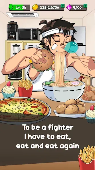 Взломанная Food Fighter Clicker Games (Фуд Файтер Кликер)  [МОД Меню] — последняя версия apk на Андроид screen 1