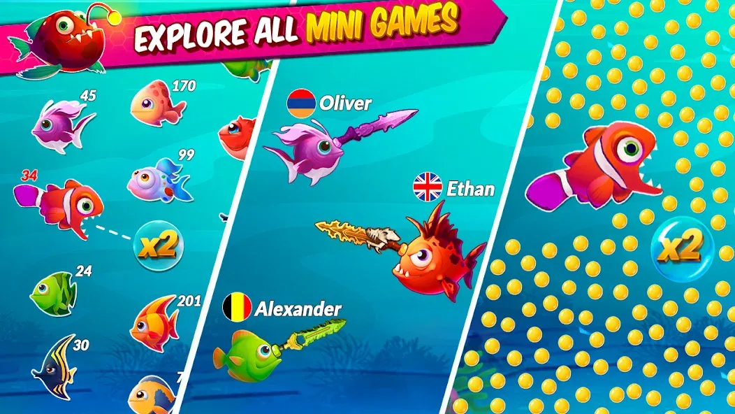 Скачать взлом Big Eat Fish Games Shark Games  [МОД Бесконечные монеты] — последняя версия apk на Андроид screen 1