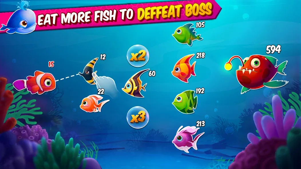 Скачать взлом Big Eat Fish Games Shark Games  [МОД Бесконечные монеты] — последняя версия apk на Андроид screen 2